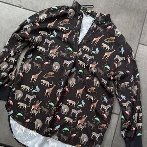 Zara Basic Safari Animal Print V-Neck Blouse - Size XS